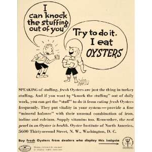   Ad Fresh Oysters Institute Washington DC Food Fish   Original Print Ad