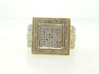 Gorgeous Sparkling Genuine Diamond & Solid 14K Yellow Gold Large Ring 