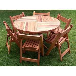   XW Round Folding Table with 6 Folding Chairs