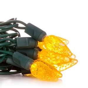  50 C6 Gold LED Christmas Light Set; Green Wire