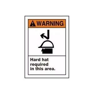 WARNING HARD HAT REQUIRED IN THIS AREA (W/GRAPHIC) 10 x 7 Adhesive 