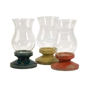   Distressed Boullia Decorative Glass Hurricane Pillar Candle Holders