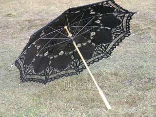 Battenburg Black Lace Parasol Umbrella Wedding Bridal  