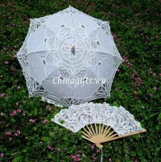 Multi colors lace parasol umbrella&hand fan for wedding  