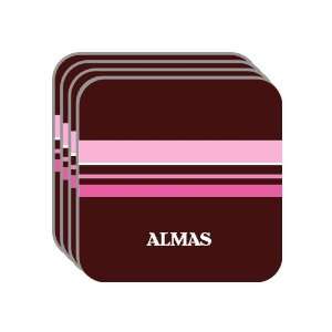 Personal Name Gift   ALMAS Set of 4 Mini Mousepad Coasters (pink 