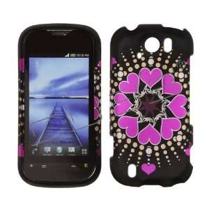 HTC myTouch 4G 4 G Slide / Doubleshot Black with Hot Pink Love Hearts 