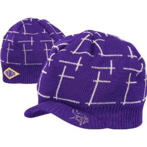   Retro Sport Pattern Billed Visor Knit Hat Beanie