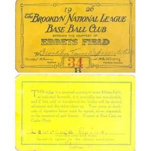  Brooklyn Dodgers National League Baseball Club Card 