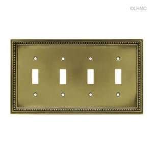  Quad Wall Switch Cover   Beaded Tumbled Antique Brass L 
