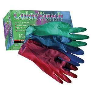 Microflex Color Touch Latex Gloves; blue; size, large 
