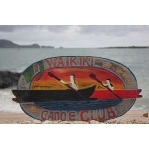  WAIKIKI CANOE CLUB Vintage Hawaiian Sign