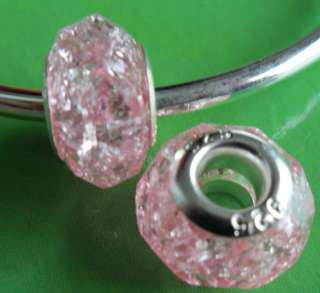 50pcs broken glass faceted acrylic bead fits European Charm Bracelet 