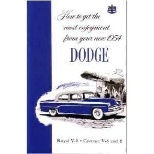    1954 DODGE Car Full Line Owners Manual User Guide Automotive