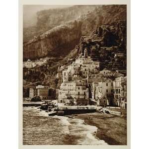 1925 Amalfi Italia Italy Coast Cliffs Landscape Photogravure Kurt 