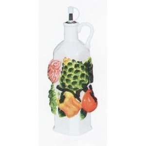  MIXED VEGGIES Oil / Vinegar Ceramic Cork Bottle *NEW 