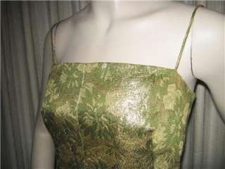 Vintage 60s Gold and Green Metallic Brocade Cocktail Dress and Coat 