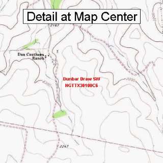  USGS Topographic Quadrangle Map   Dunbar Draw SW, Texas 