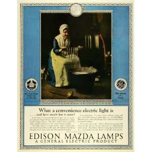  1925 Ad General Electric Edison Mazda Lamps Elderly Woman 