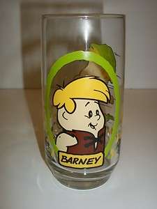   Barney Flintstone Kids Pizza Hut Collection Glass ~ 1986  