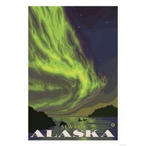  Northern Lights and Orcas, Seward, Alaska Giclee Poster 
