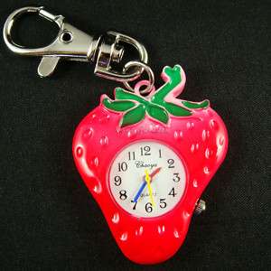 strawberry key chain Pocket Watch Clock +free gift BOX  
