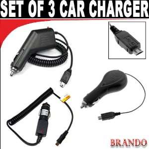 Set of 3 car chargers 1 Lg 1 Small 1 RETRACTABLE FOR your Sanyo Sanyo 