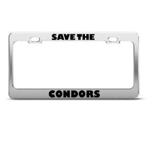 Save The Condors Animal license plate frame Stainless Metal Tag Holder