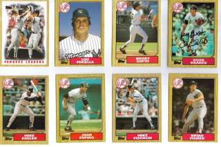 1987 NEW YORK YANKEES TOPPS 37 CARD TEAM SET WITH 8 SIGNED CARD 