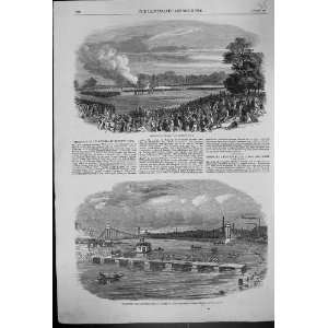 1861 Volunteer Field Day RegentS Park Glasgow Pontoon Bridge River 