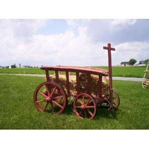  Amish Old Fashioned Large Goat Wagon, Rustic Brown Patio 