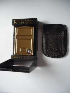 VINTAGE HIGH POLISH BRASS FRAME RONSON WIND II LIGHTER WITH POUCH 
