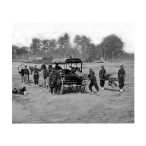  Soldiers Running Ambulance Drill, Civil War Giclee Poster 