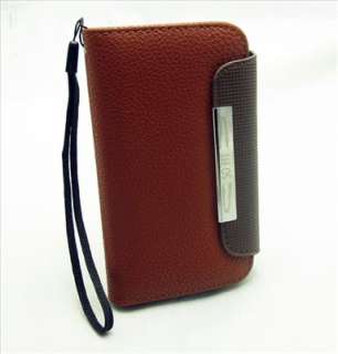   Brown Luxury Wallet Faux Leather Sleeve Case for iPhone 4 4S  