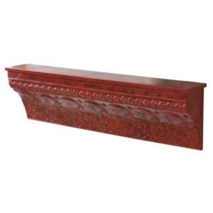 Stamped Iron WALL SHELF Red 48 Scroll Ledge Vintage  