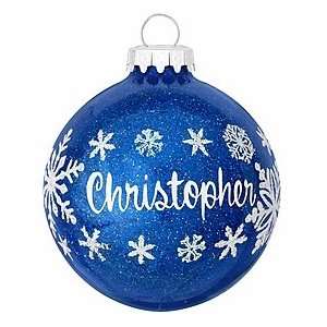  Personalized Blue With Snowflakes Sparkling Ornament