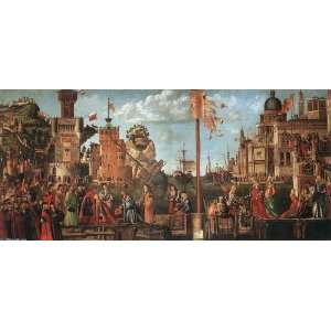 FRAMED oil paintings   Vittore Carpaccio   24 x 10 inches   Meeting of 