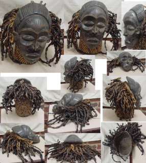 AFRICAN ART CHOKWE HELMET MASK #NN 10 ZAIRE CONGO  