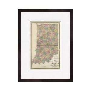  New Sectional And Township Map Of Indiana 1876 Framed 