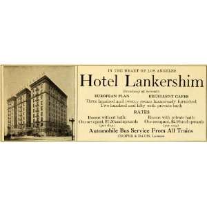  1910 Ad Hotel Lankershim Los Angeles California Lodging Room Rates 