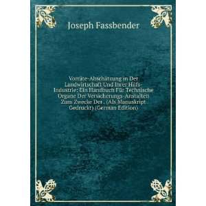   Als Manuskript Gedruckt) (German Edition) Joseph Fassbender Books