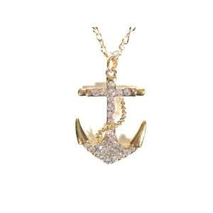 Crystal Anchor Necklace Nautical Sailor Vintage Retro Charm Pendant 
