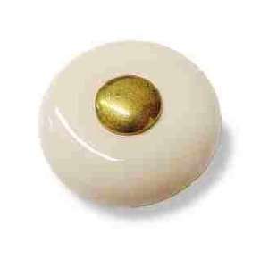   Almond Ceramic Knob w/ Antique Brass Button AM 69227