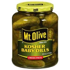 Mt. Olive Kosher Baby Dills 32 oz (Pack of 12)  Grocery 