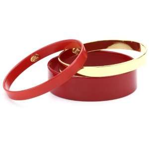 Lee Angel Paloma Red and Gold Plated Mix 3 Set Bangle Bracelet