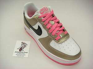 NIKE GRADE SCHOOL AIR FORCE 1 LOW SUPREME NEW RETRO WHITE GOLD PINK 