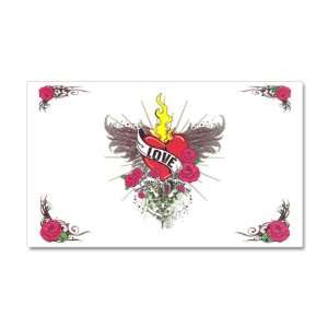   Vinyl Sticker Love Flaming Heart with Angel Wings 