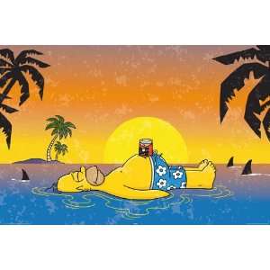  HUGE LAMINATED / ENCAPSULATED TV Cartoon Simpsons Homer Shark 
