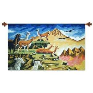  Wool tapestry, Animals on the Mountain Plateau