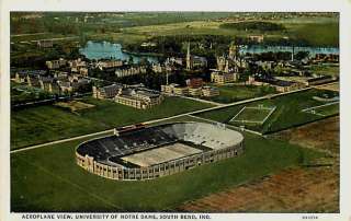 South Bend Indiana 1930 Aerial View Notre Dame Stadium & Campus 