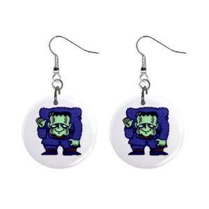HALLOWEEN Frankenstein Monster Dangle Button Earrings Jewelry 16438095